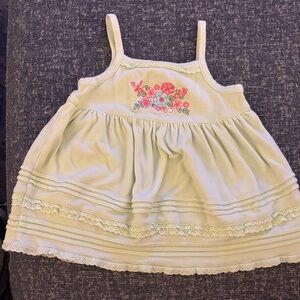 First Impressions Mint Dress with Pink Floral Design